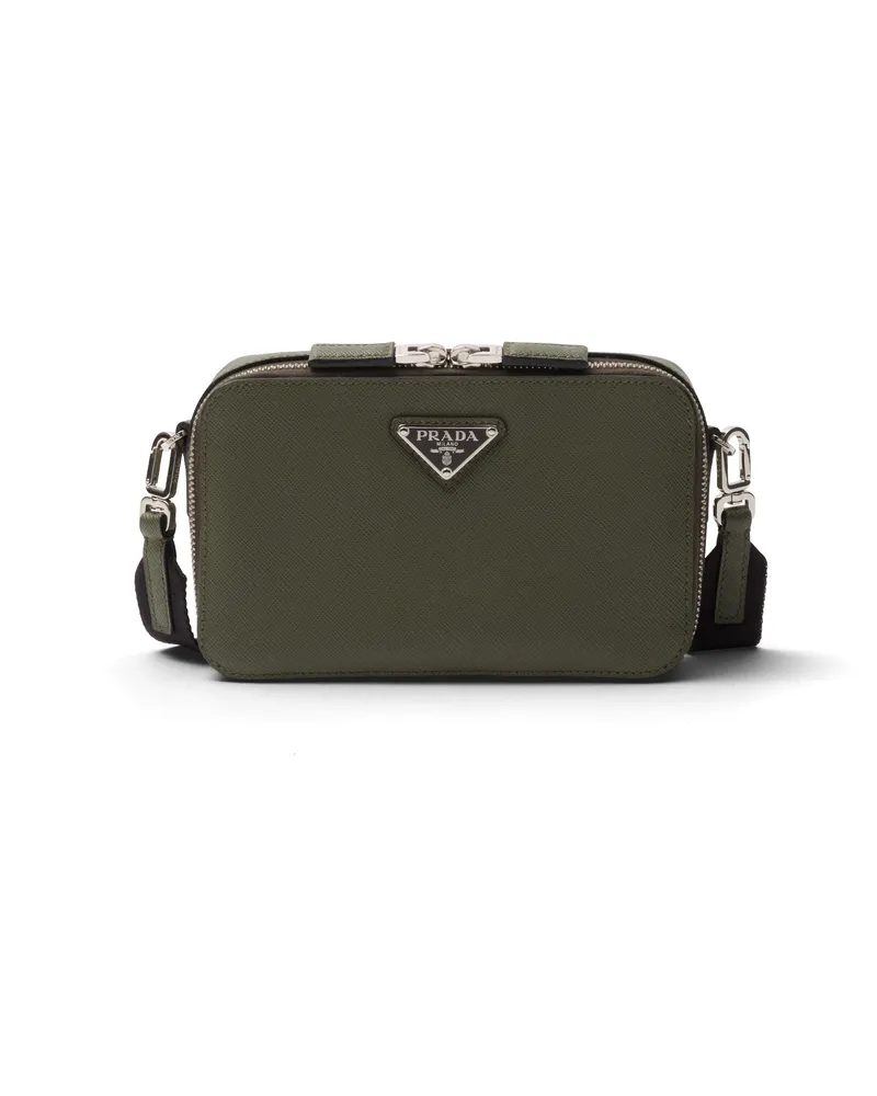 Prada Brique Tasche Aus Saffiano-leder, Herren, Lodengrün Lodengrün