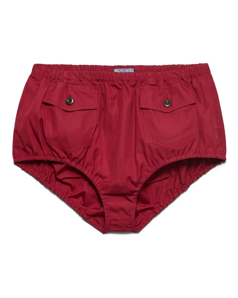 Prada Shorts Aus Popeline, Damen, Rubinrot, Größe Rubinrot