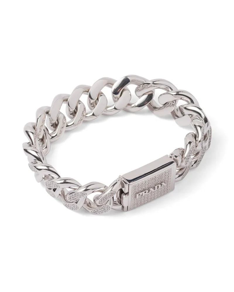 Prada Crystal Logo Jewels Armband, Herren, Silber, Größe Silber