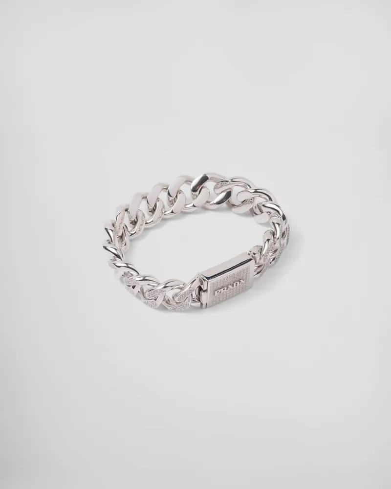 Prada Crystal Logo Jewels Armband Silber