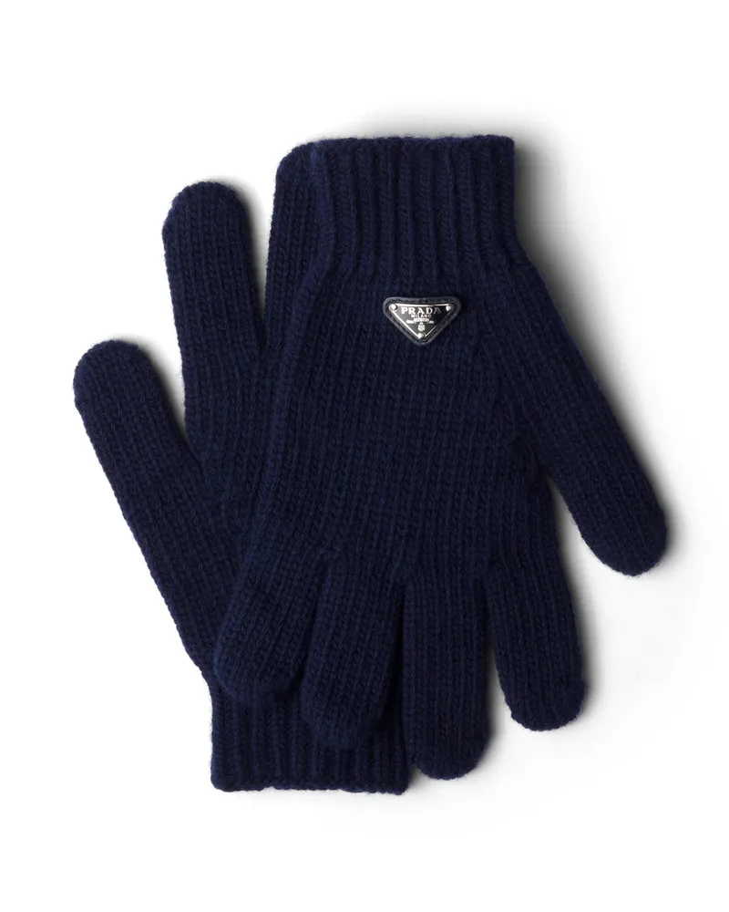Prada Handschuhe Aus Wolle Und Kaschmir, Herren, Blau, Größe Blau