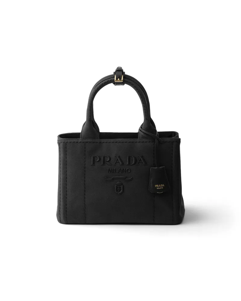 Prada Kleine  Jardinière Tasche Aus Baumwoll-canvas, Damen, Schwarz Schwarz