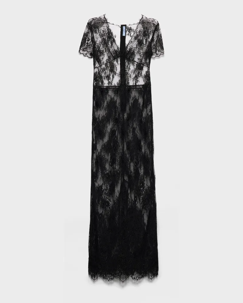 Prada Langes Kleid aus Spitze Schwarz