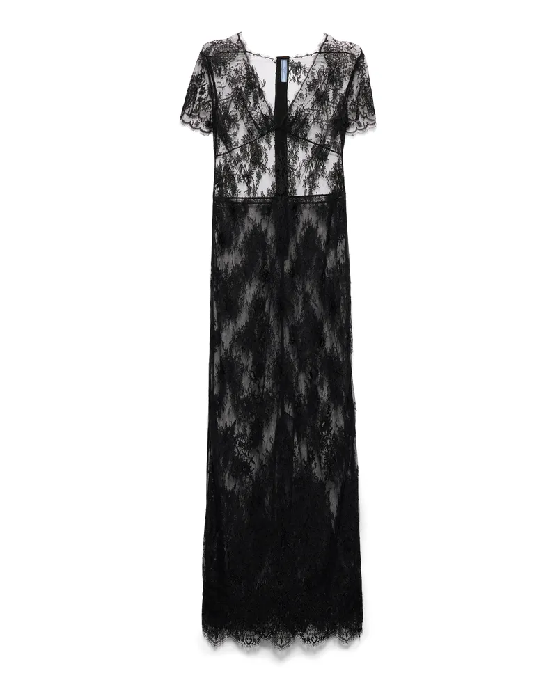 Prada Langes Kleid Aus Spitze, Damen, Schwarz, Größe Schwarz