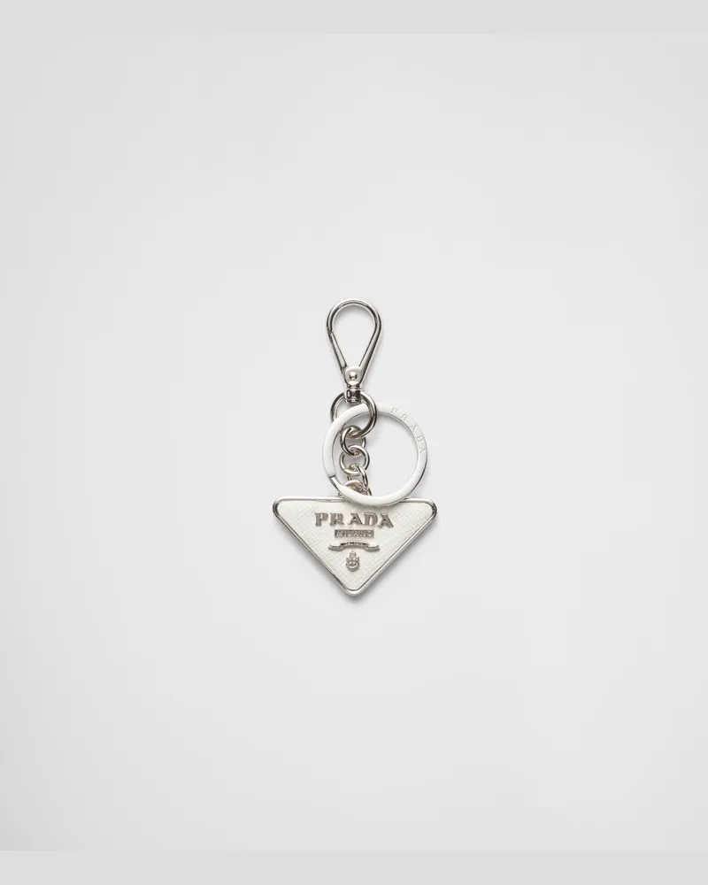 Prada Schlüsselanhänger aus Saffiano Leder Weiss