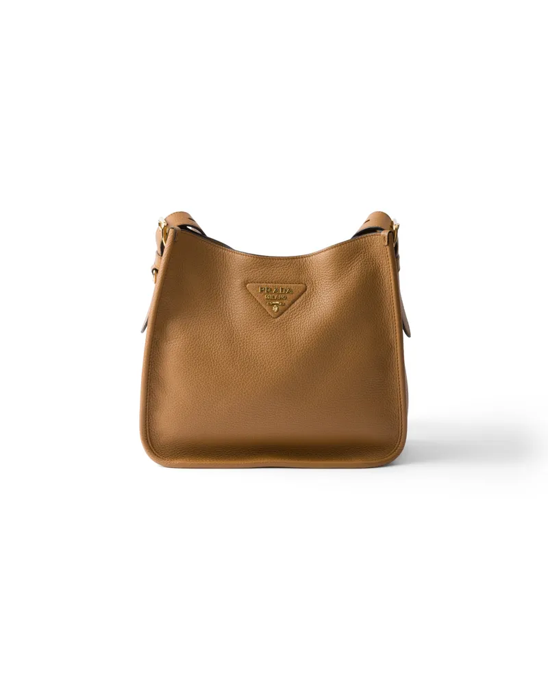 Prada Mittelgroße Tasche Aus Leder, Damen, Karamell Karamell
