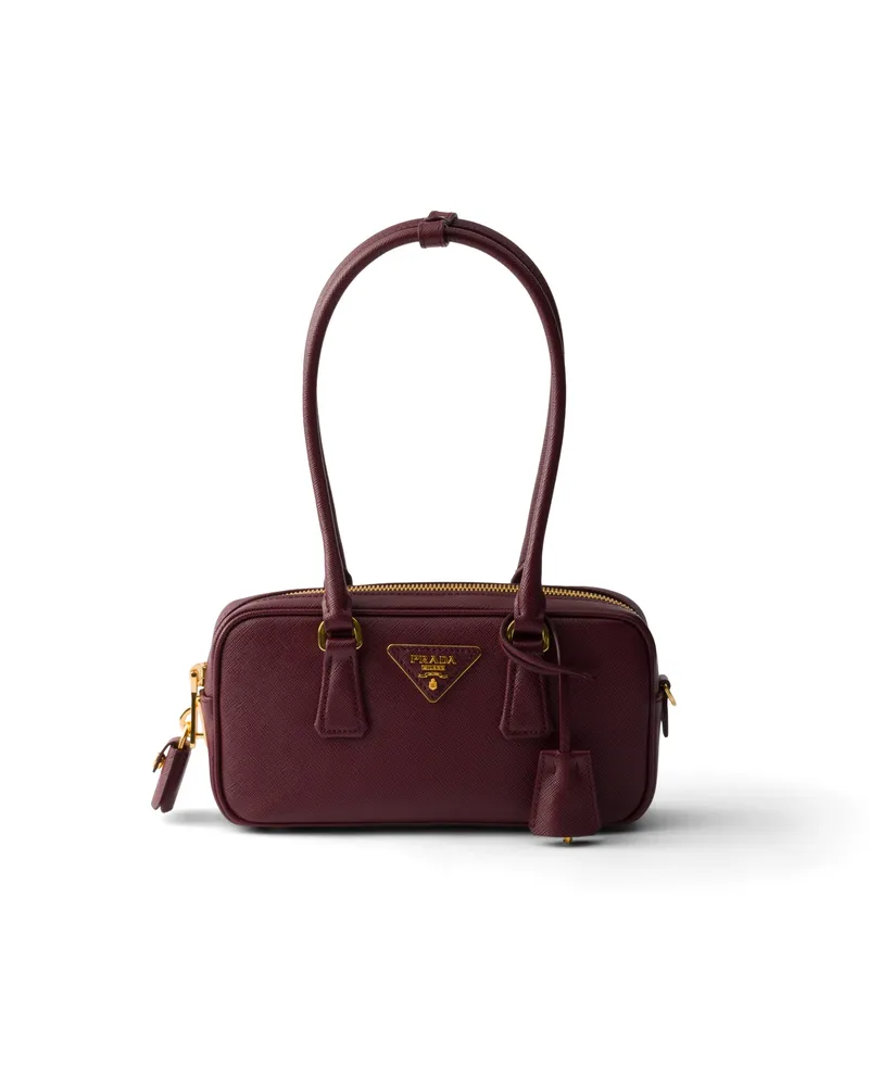 Prada Mini-bag Mit Tragegriff Aus Saffiano-leder, Damen, Bordeaux Bordeaux