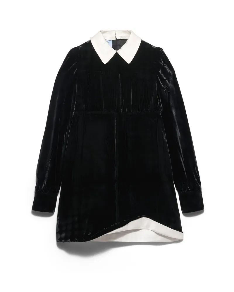 Prada Minikleid Aus Samt, Damen, Schwarz, Größe Schwarz