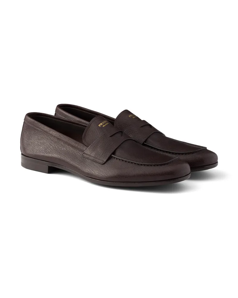 Prada Loafer Aus Leder, Herren, Dunkelbraun, Größe 12 Dunkelbraun