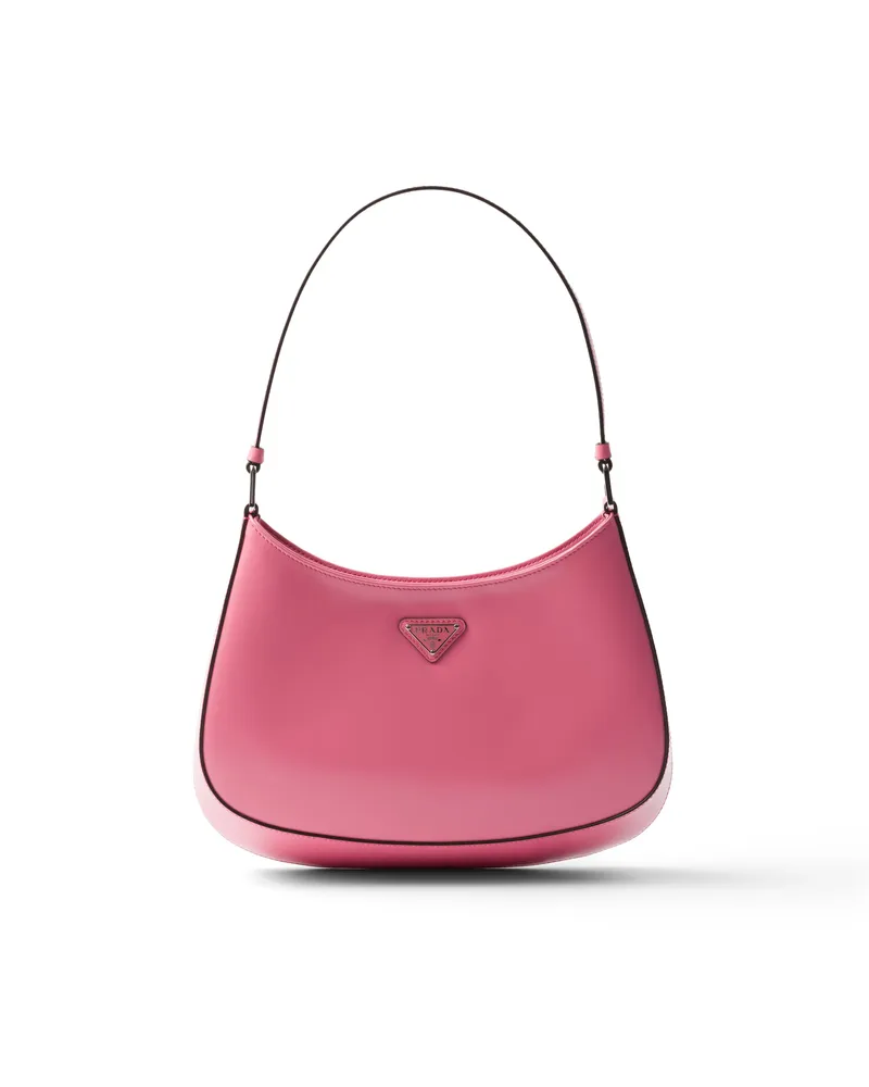 Prada Cleo Schultertasche Gebürstetes Leder, Damen, Rosa Rosa