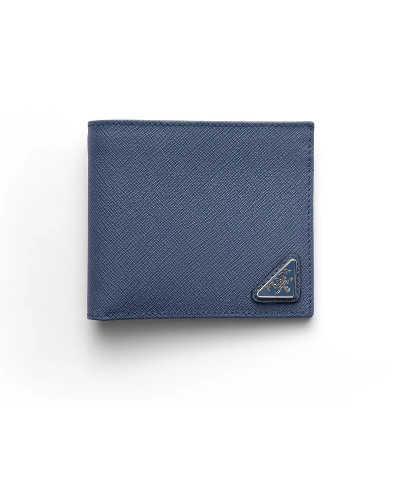 Prada Portemonnaie Aus Leder, Herren, Aviation/blau Aviation