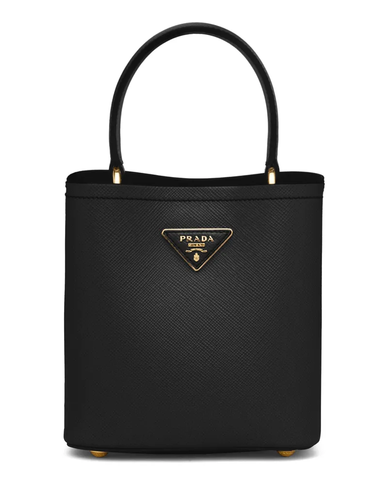 Prada Kleine  Panier Tasche Aus Saffiano-leder, Damen, Schwarz Schwarz