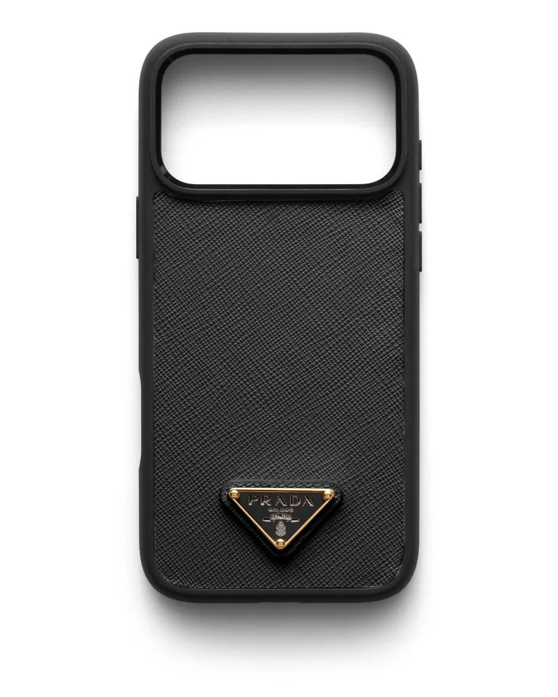 Prada Hülle Für Iphone 17 Pro Aus Saffiano-leder, Damen, Schwarz Schwarz