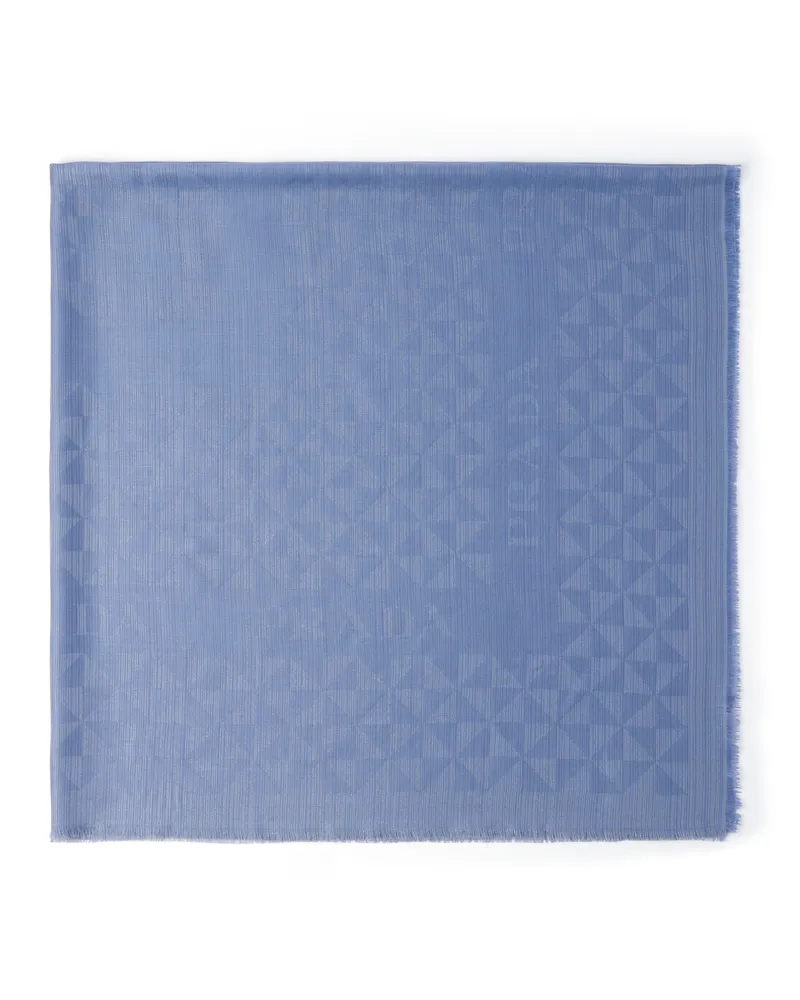 Prada Jacquard-schal Aus Wolle, Seide, Kaschmir Und Lurex , Damen, Fliegerblau/silber Fliegerblau