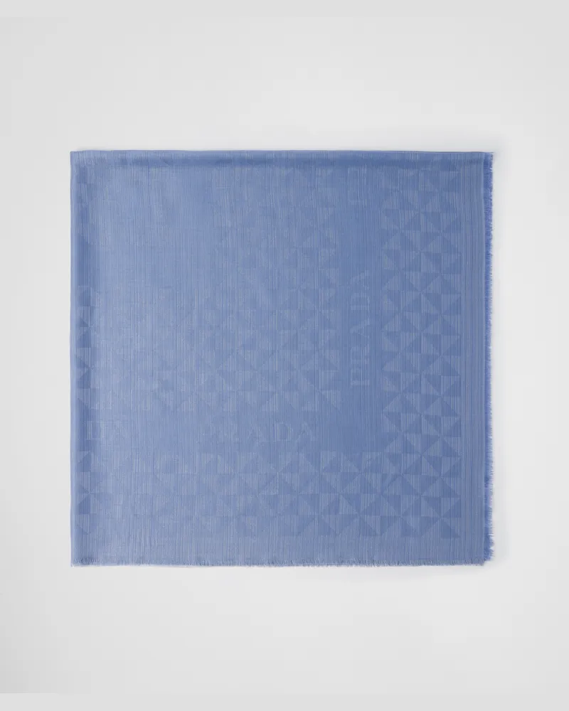 Prada Jacquard-Schal aus Wolle, Seide, Kaschmir und Lurex Fliegerblau