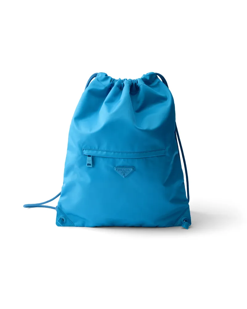 Prada Rucksack Mit Kordelzug Aus Re-nylon, , Hellblau Hellblau