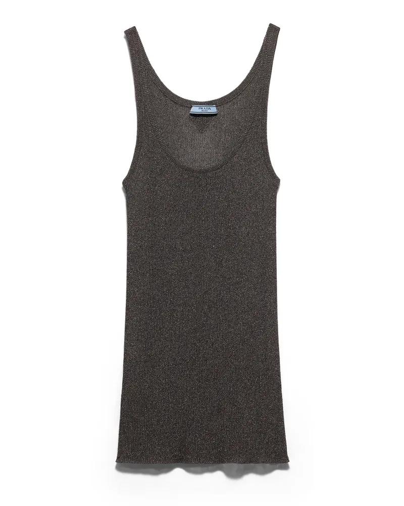 Prada Tanktop Aus Lamé, Damen, Schiefergrau, Größe Schiefergrau