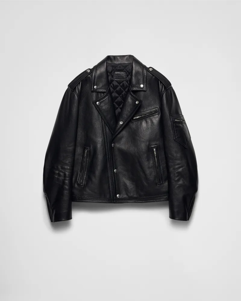 Prada Bikerjacke aus Leder Schwarz