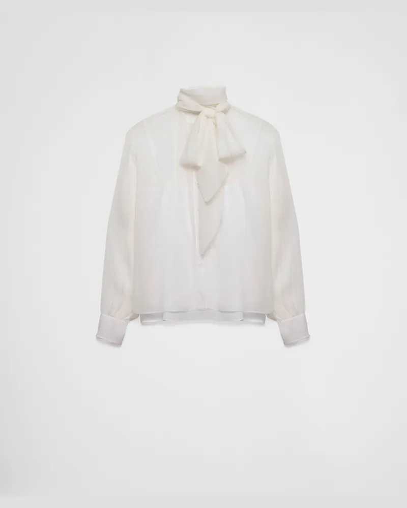 Prada Hemd aus Chiffon Weiss