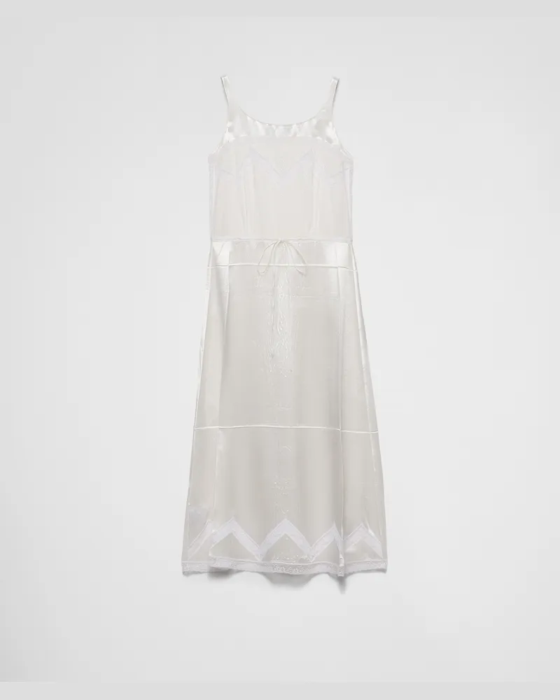 Prada Besticktes Kleid aus Old Batist Weiss