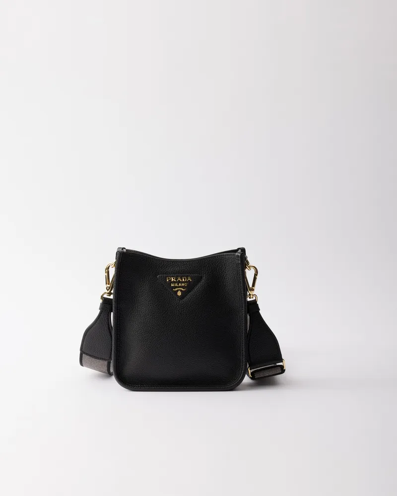 Prada Mini-schultertasche Aus Leder, Damen, Schwarz Schwarz