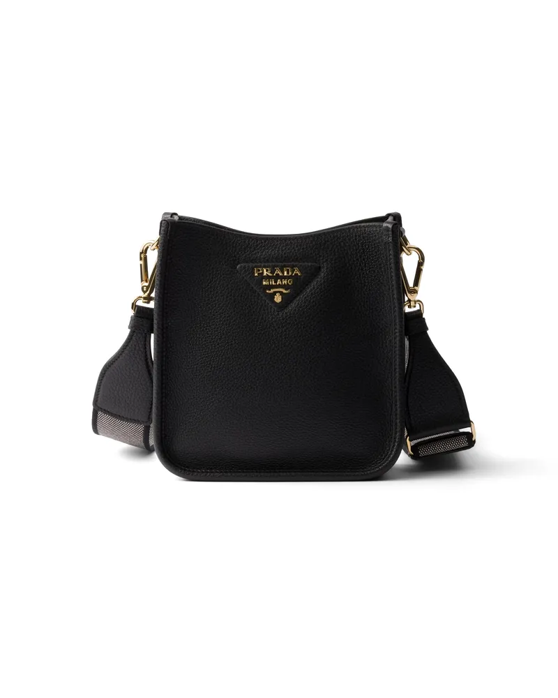 Prada Mini-schultertasche Aus Leder, Damen, Schwarz Schwarz