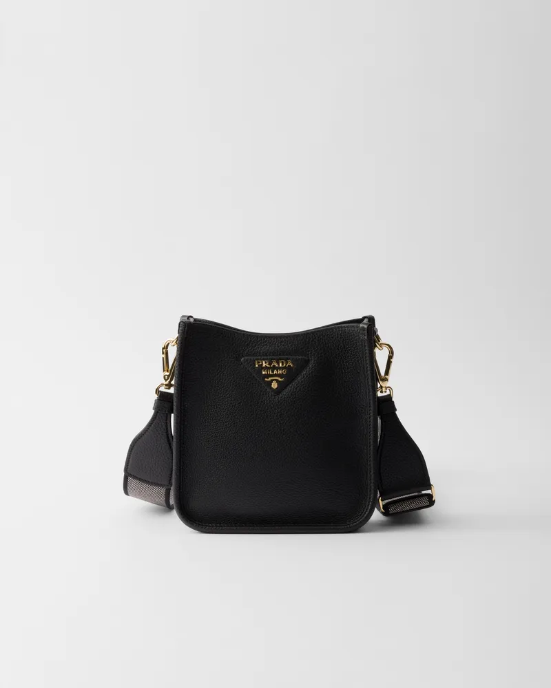 Prada Mini-Schultertasche aus Leder Schwarz