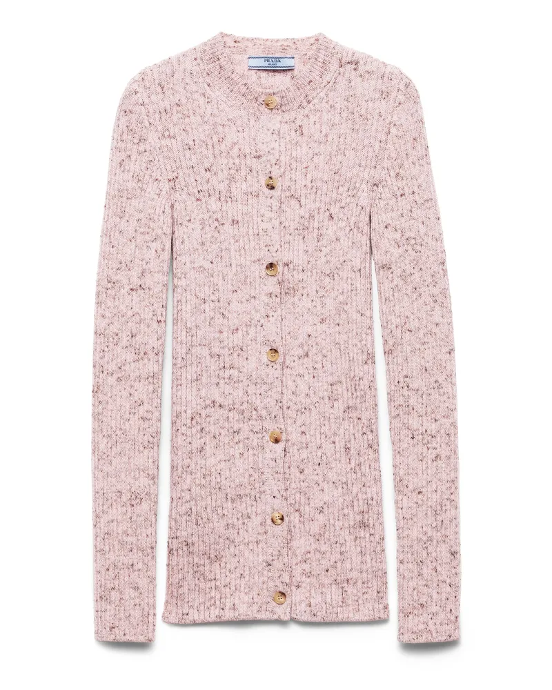 Prada Cardigan Aus Rippstrick, Damen, Rosa, Größe Rosa