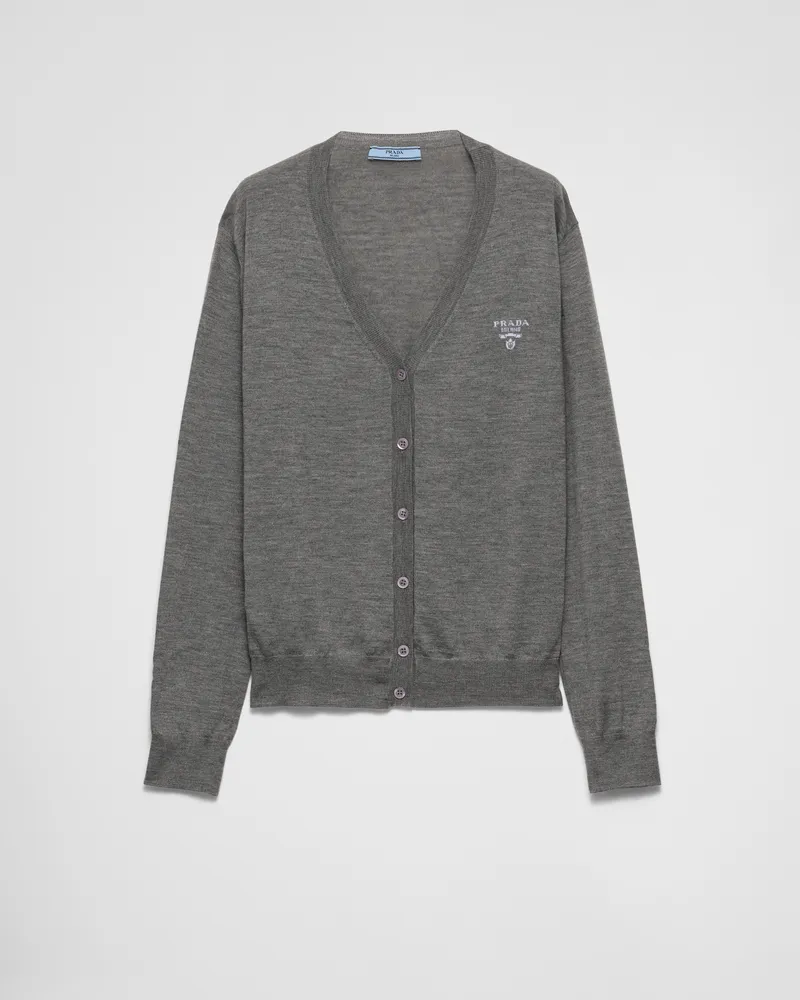 Prada Strickjacke aus Kaschmir Schiefergrau