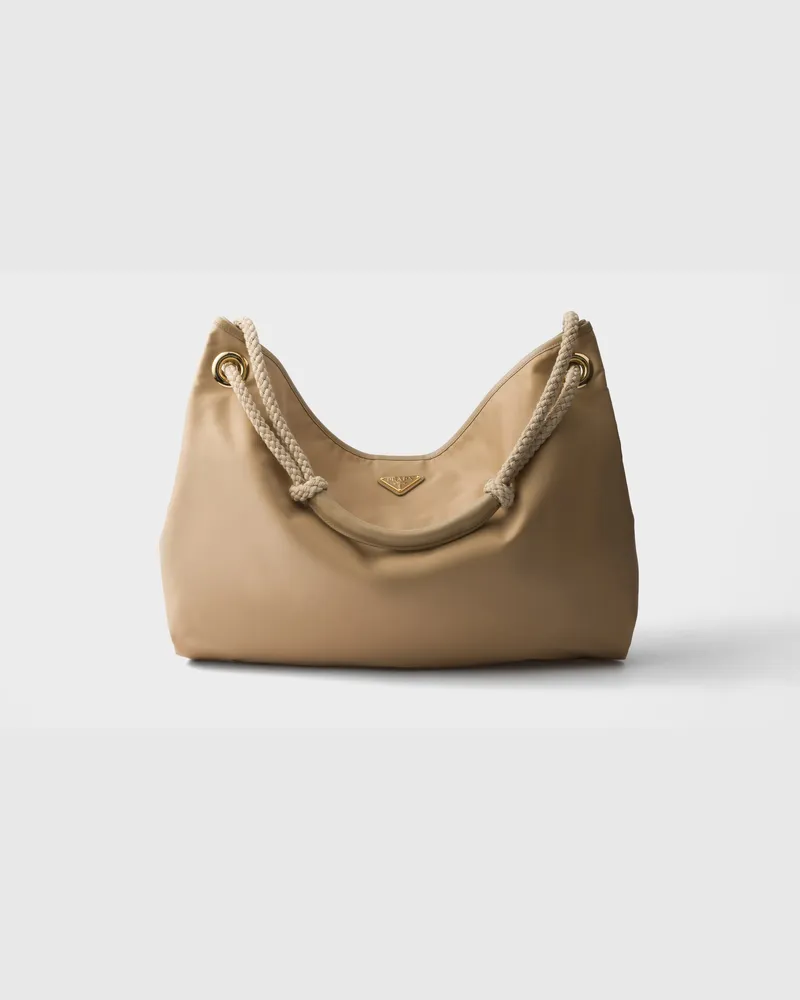Prada Mariner Große Schultertasche aus Re-Nylon Kamelbraun