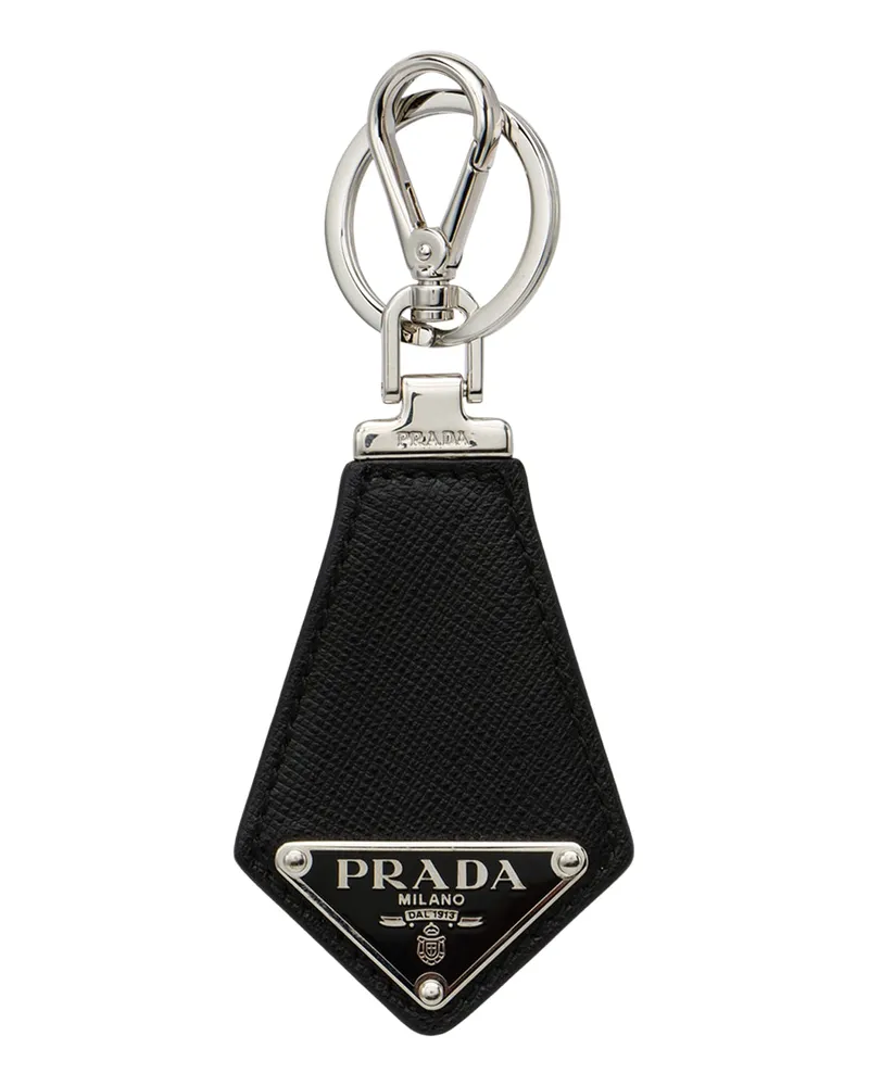 Prada Schlüsselanhänger Aus Saffiano-leder, Herren, Schwarz Schwarz