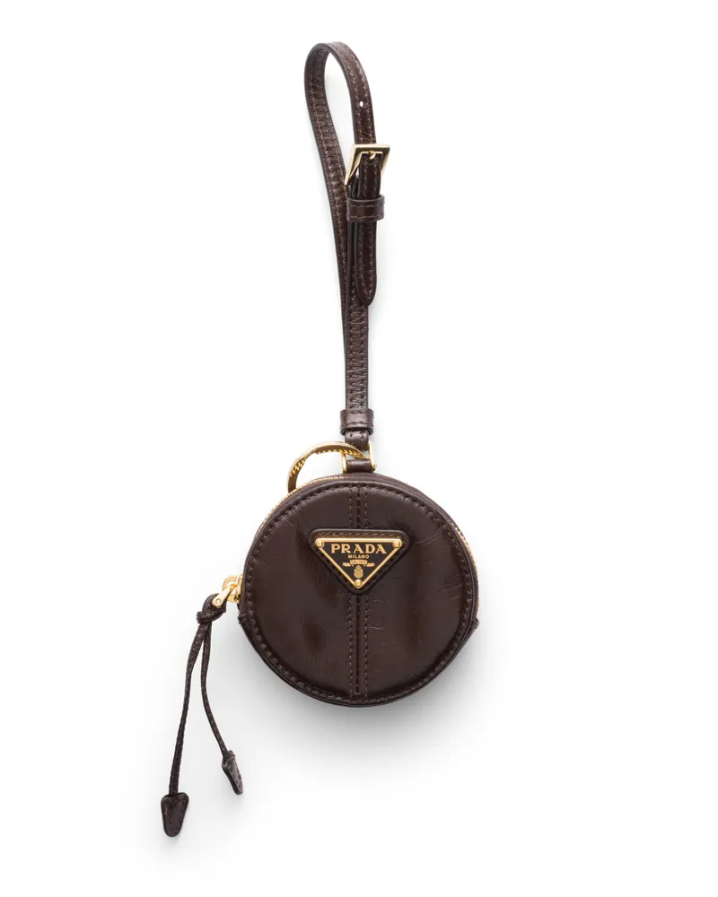 Prada Mini-pouch Aus Leder, Damen, Dunkelbraun Dunkelbraun