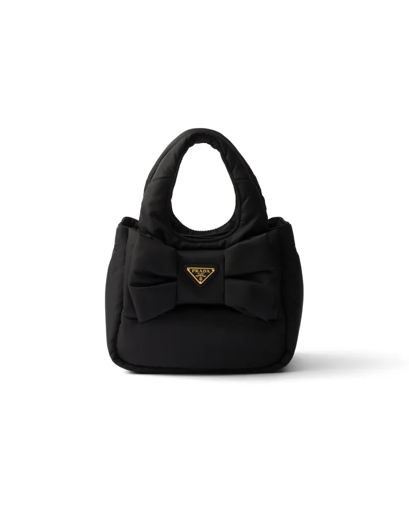 Prada Mini Bag Aus Gepolstertem Re-nylon Mit Schleife, Damen, Schwarz Schwarz
