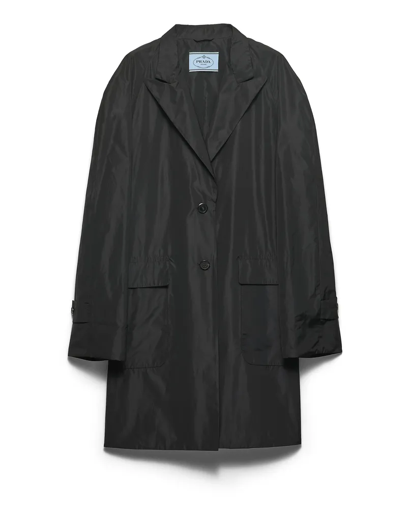 Prada Einreihiger Mantel Aus Technischem Taft, Damen, Schwarz, Größe Schwarz