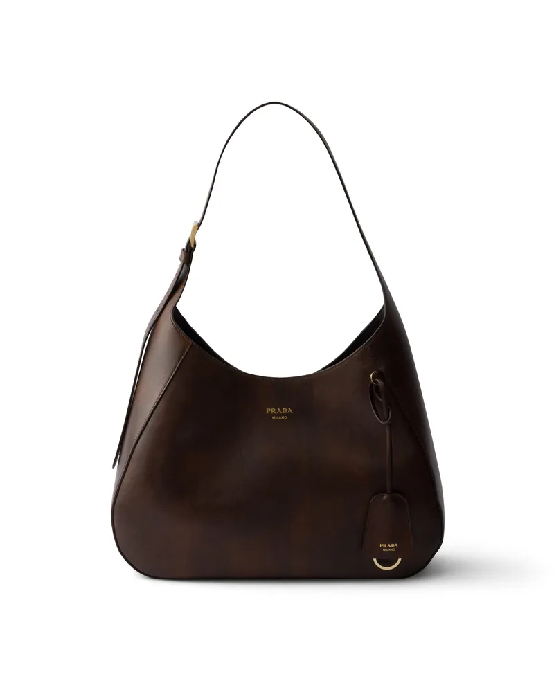 Prada Boogie Große Tasche Aus Leder, Damen, Kakaobraun Kakaobraun