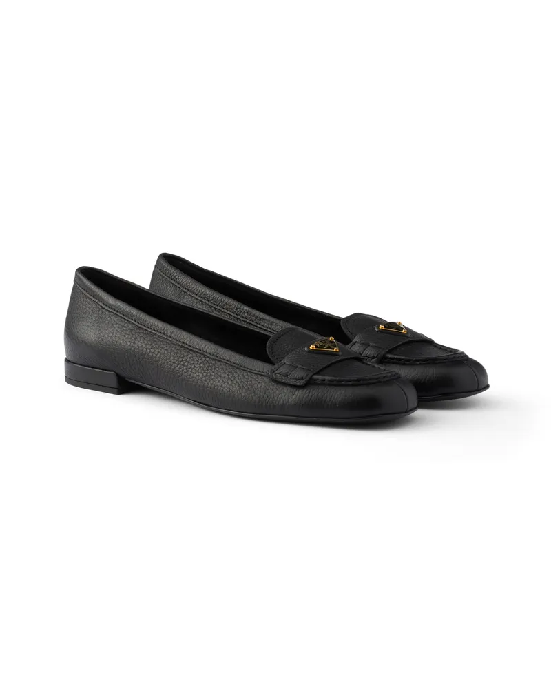Prada Loafer Aus Leder, Damen, Schwarz, Größe Schwarz