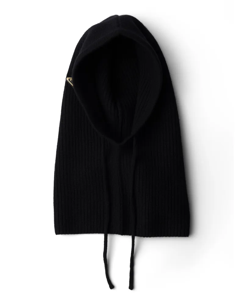 Prada Strickkapuze Aus Wolle Und Kaschmir, Damen, Schwarz Schwarz