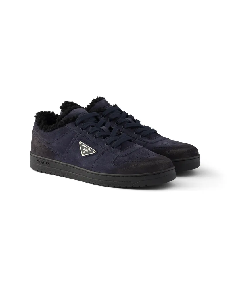 Prada Downtown Sneaker Aus Wildleder, Herren, Blau, Größe 5 Blau