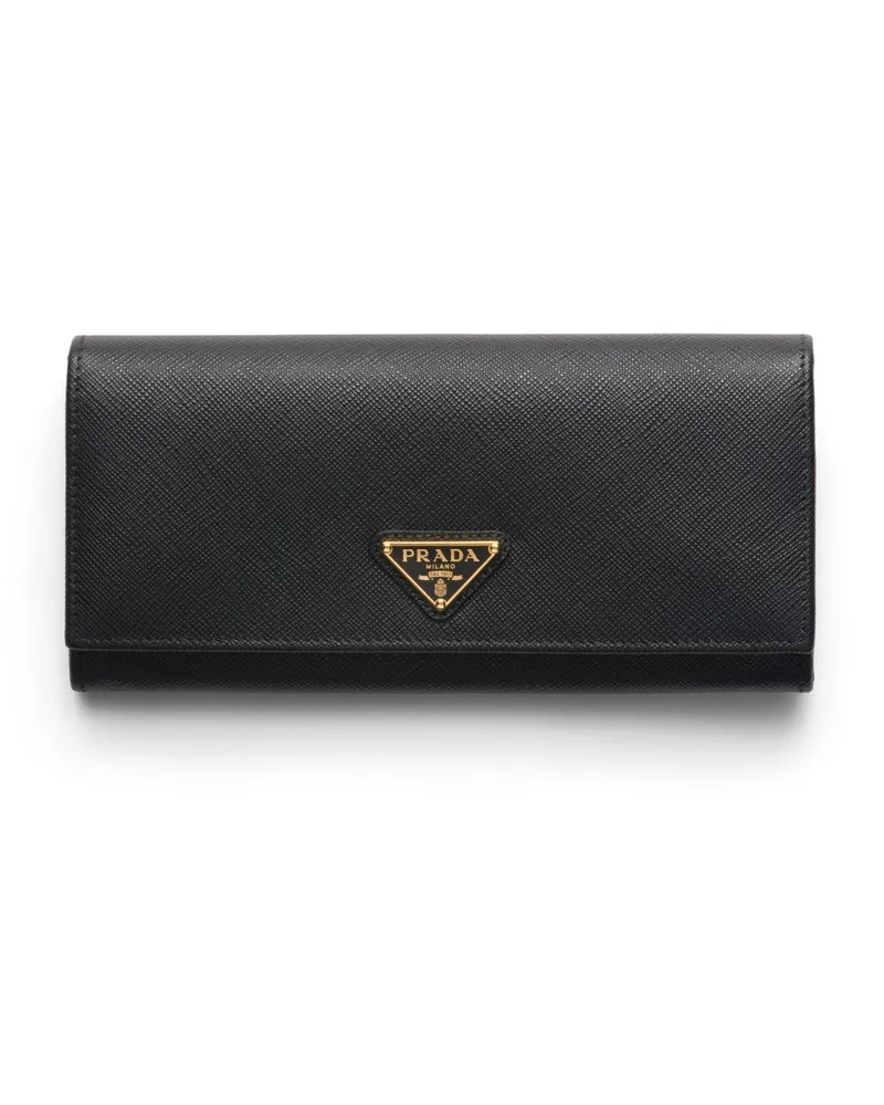 Prada Große Geldbörse Aus Saffiano-leder, Damen, Schwarz Schwarz