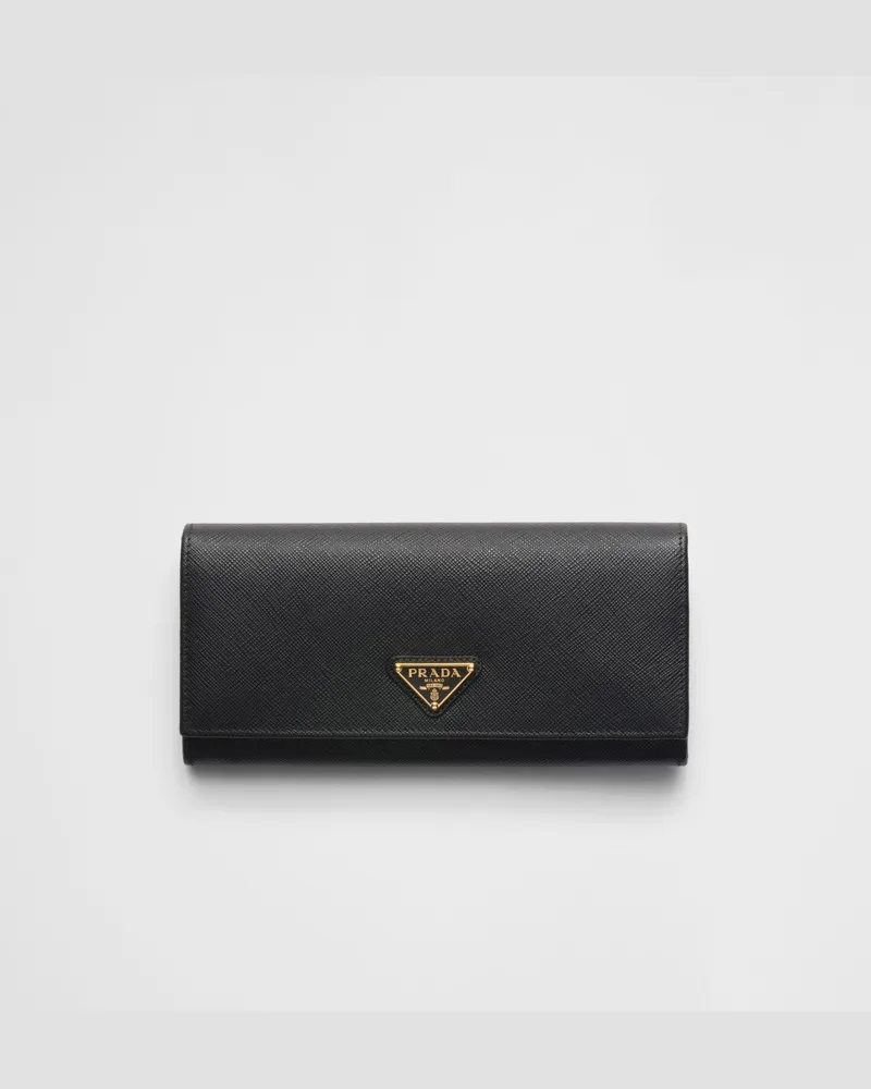 Prada Große Geldbörse aus Saffiano-Leder Schwarz