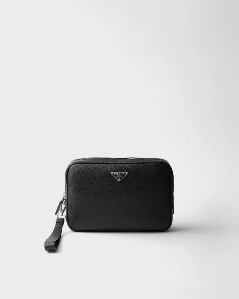 Prada Pouch aus Leder Schwarz