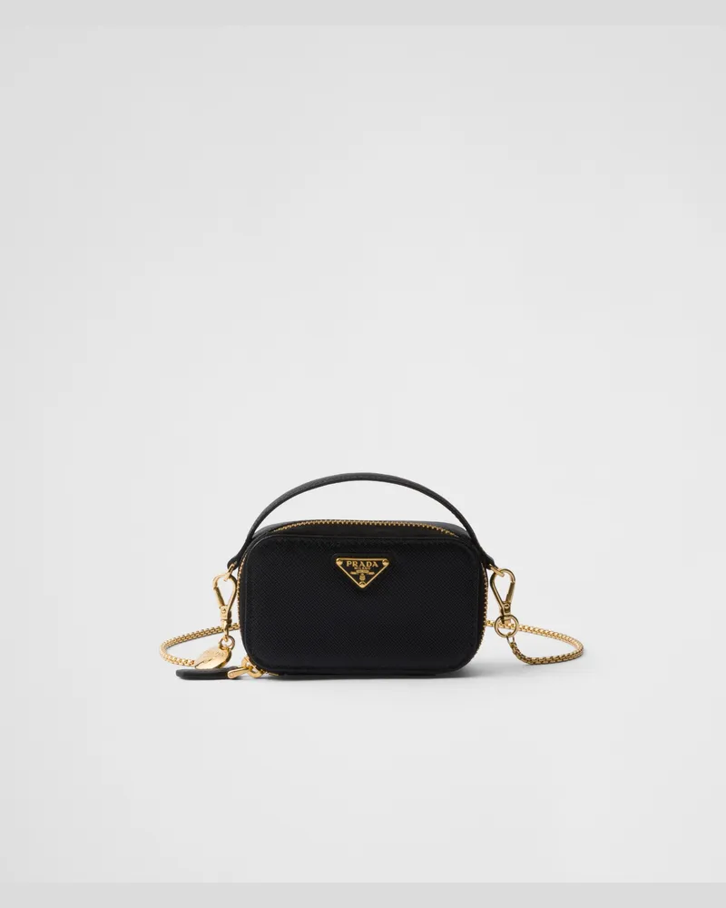Prada Mini-Pouch aus Saffiano-Leder Schwarz