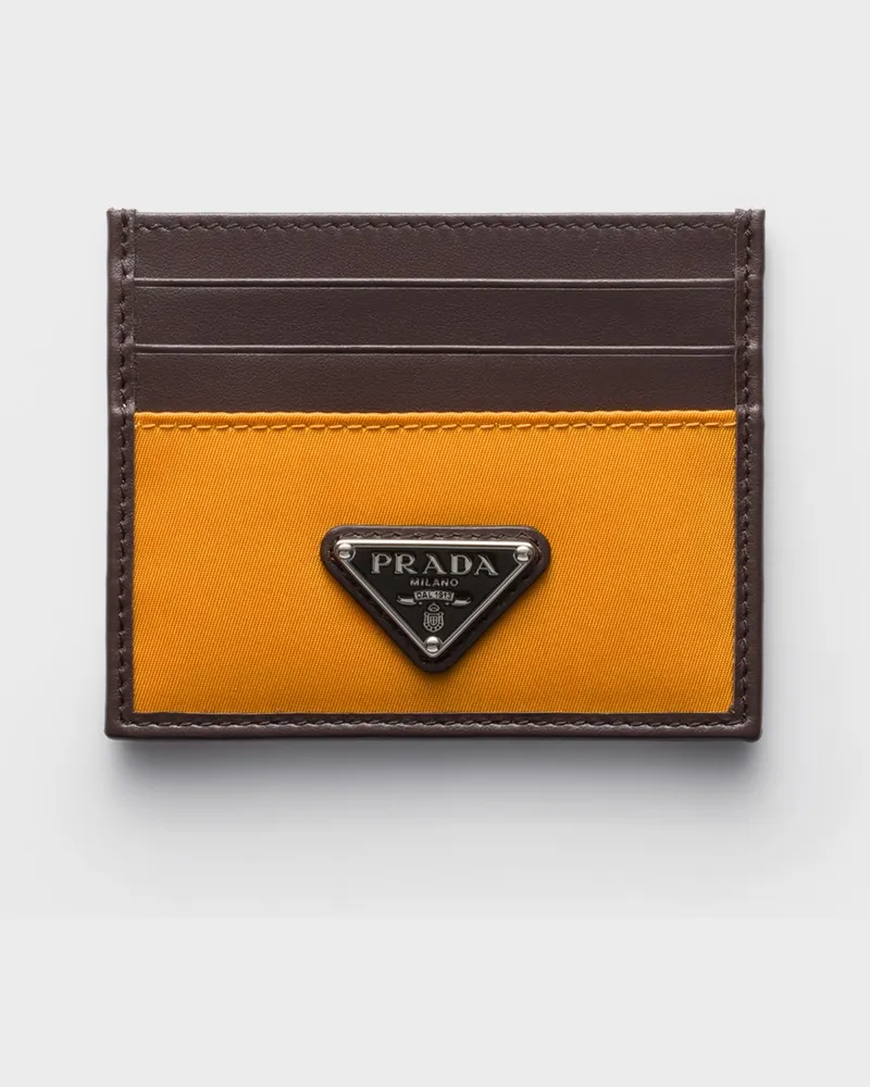 Prada Speedrock Kartenetui aus Re-Nylon und Leder Bernstein