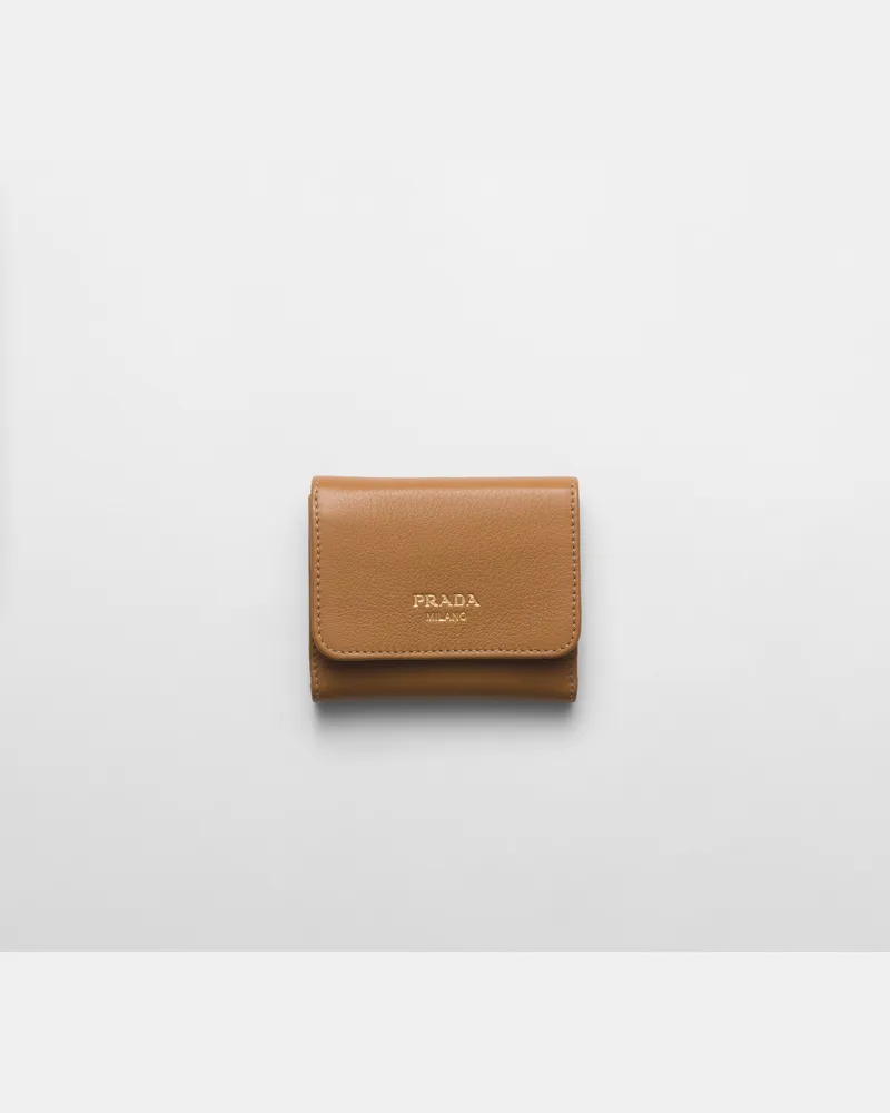 Prada Kleine Geldbörse aus Leder Karamell