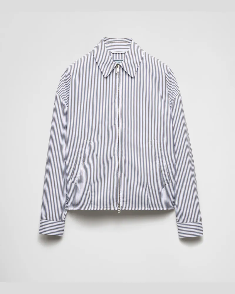 Prada Blousonjacke aus gestreiftem Popeline Weiss