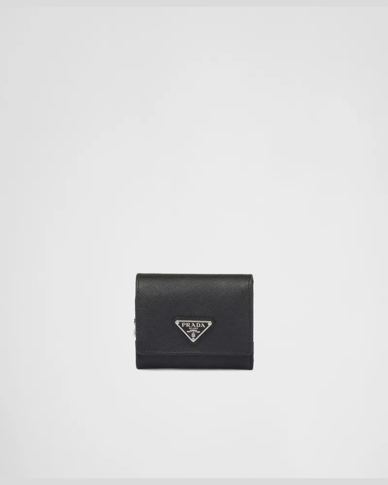 Prada Kleine Geldbörse aus Saffiano-Leder Schwarz