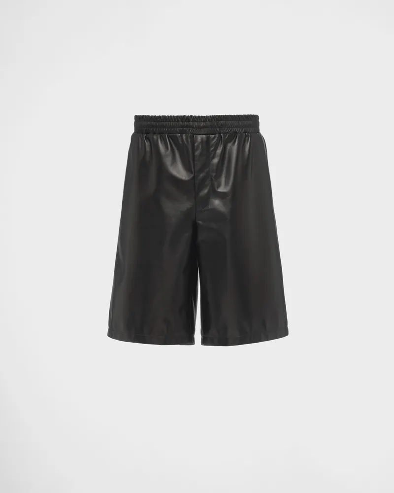 Prada Bermudas aus Nappa-Leder Schwarz