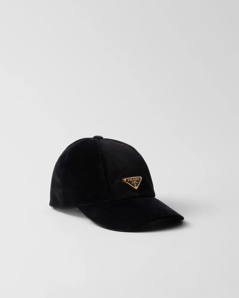 Prada Baseballkappe aus Samt Schwarz