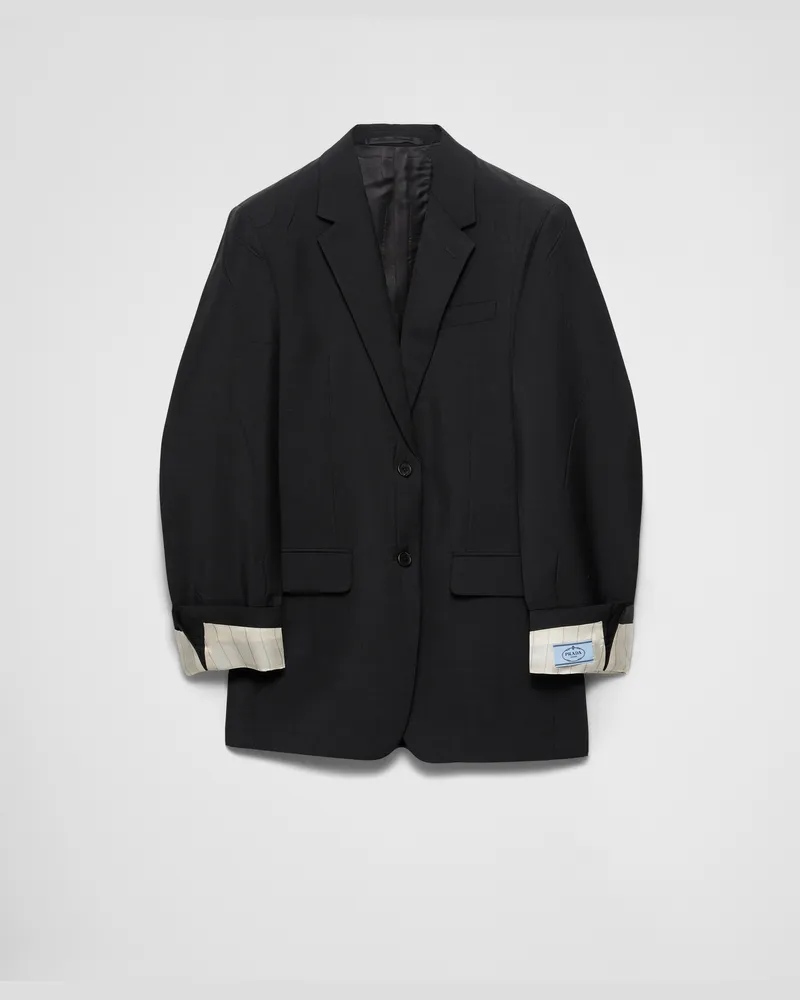 Prada Einreihige Jacke aus Kid Mohair Schwarz