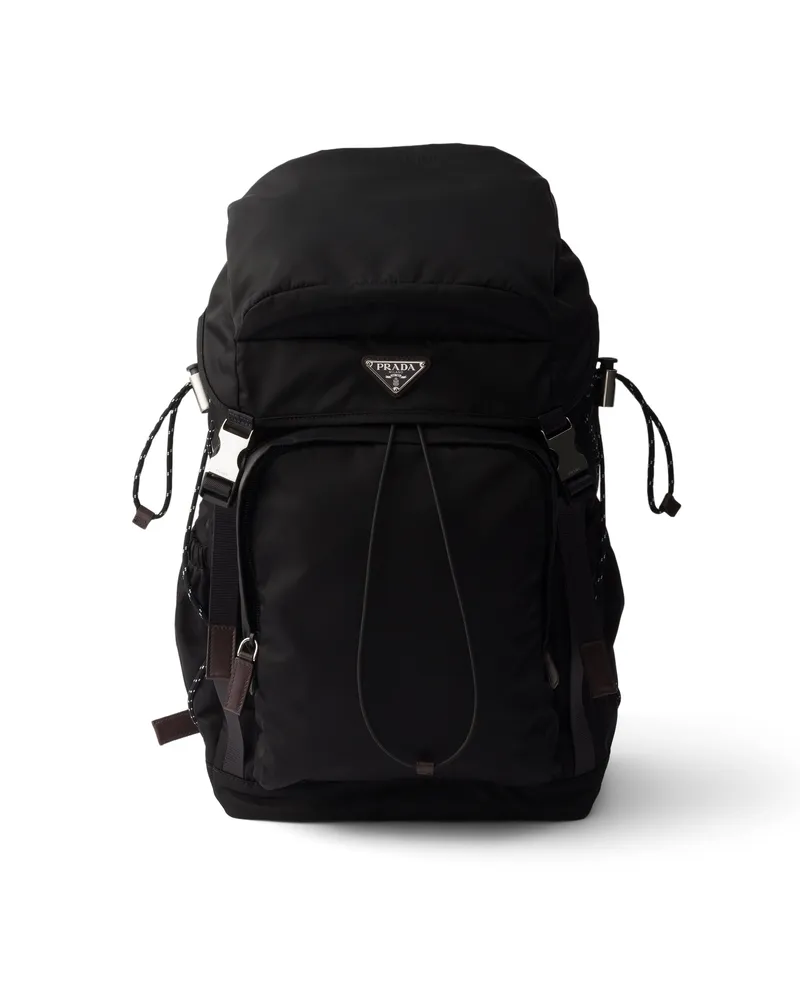 Prada Speedrock Rucksack Aus Re-nylon Und Leder, Herren, Schwarz Schwarz
